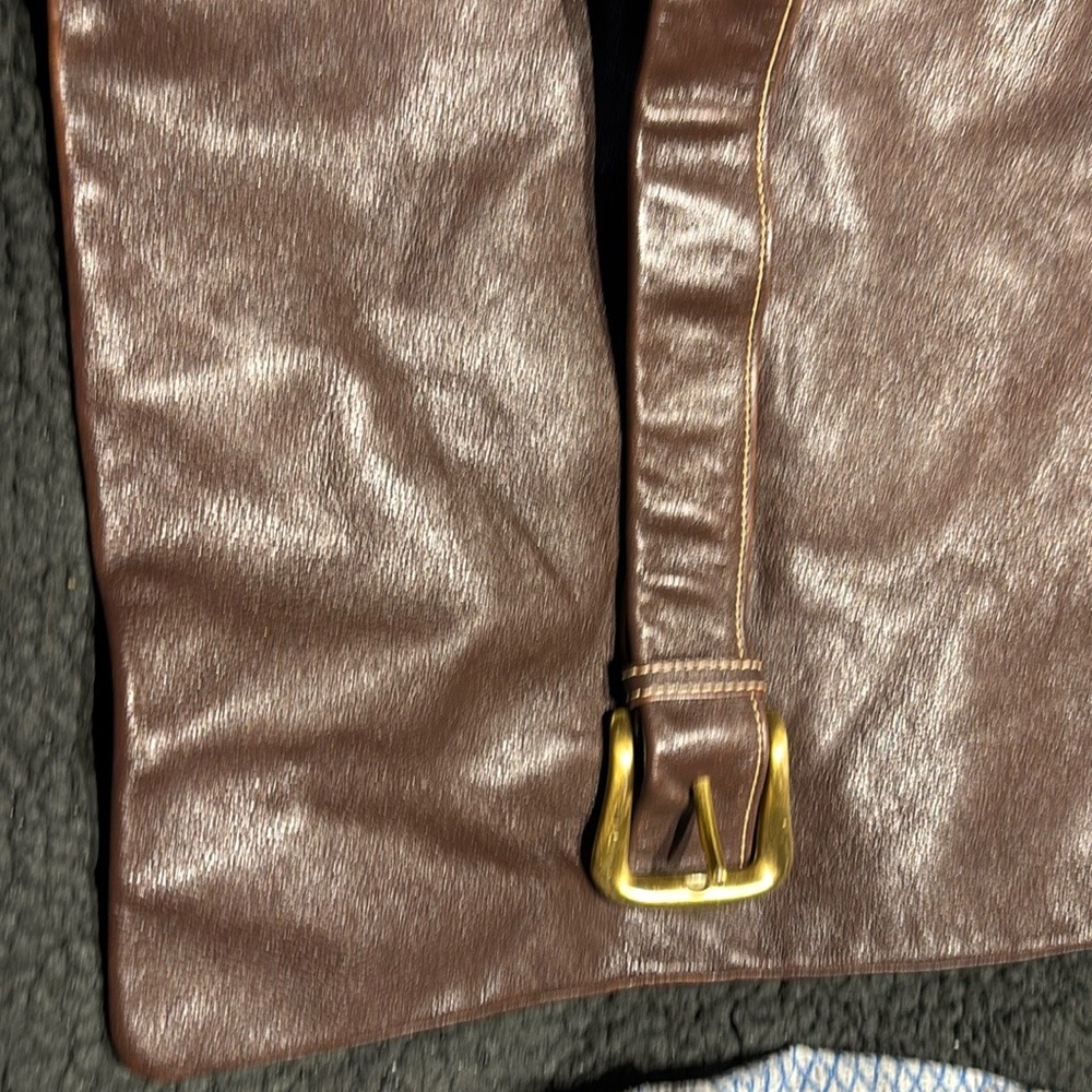 Danier Brown Shoulder Bag with Gold Buckle
